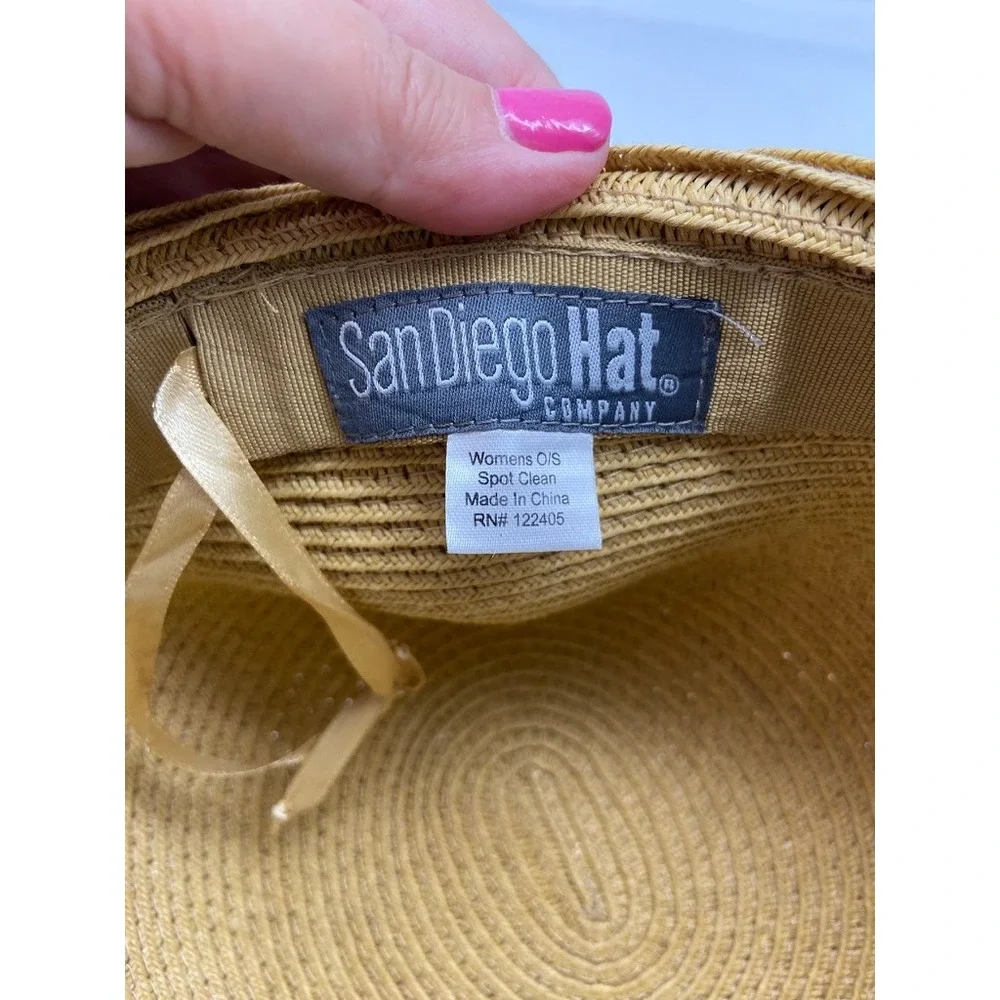 San Diego Hat Company Straw Cloche Hat Women OS Tan Black Bow Adjustable